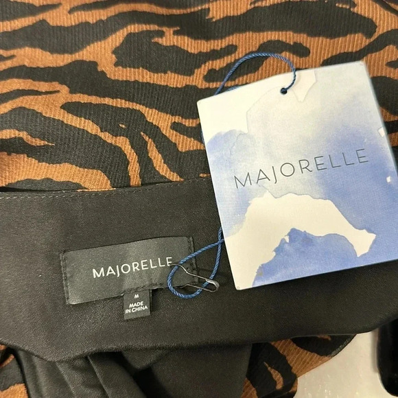 Majorelle Brin Mini Dress Short Sleeve Brown Black Zebra Print New Size M Medium - Picture 10 of 14